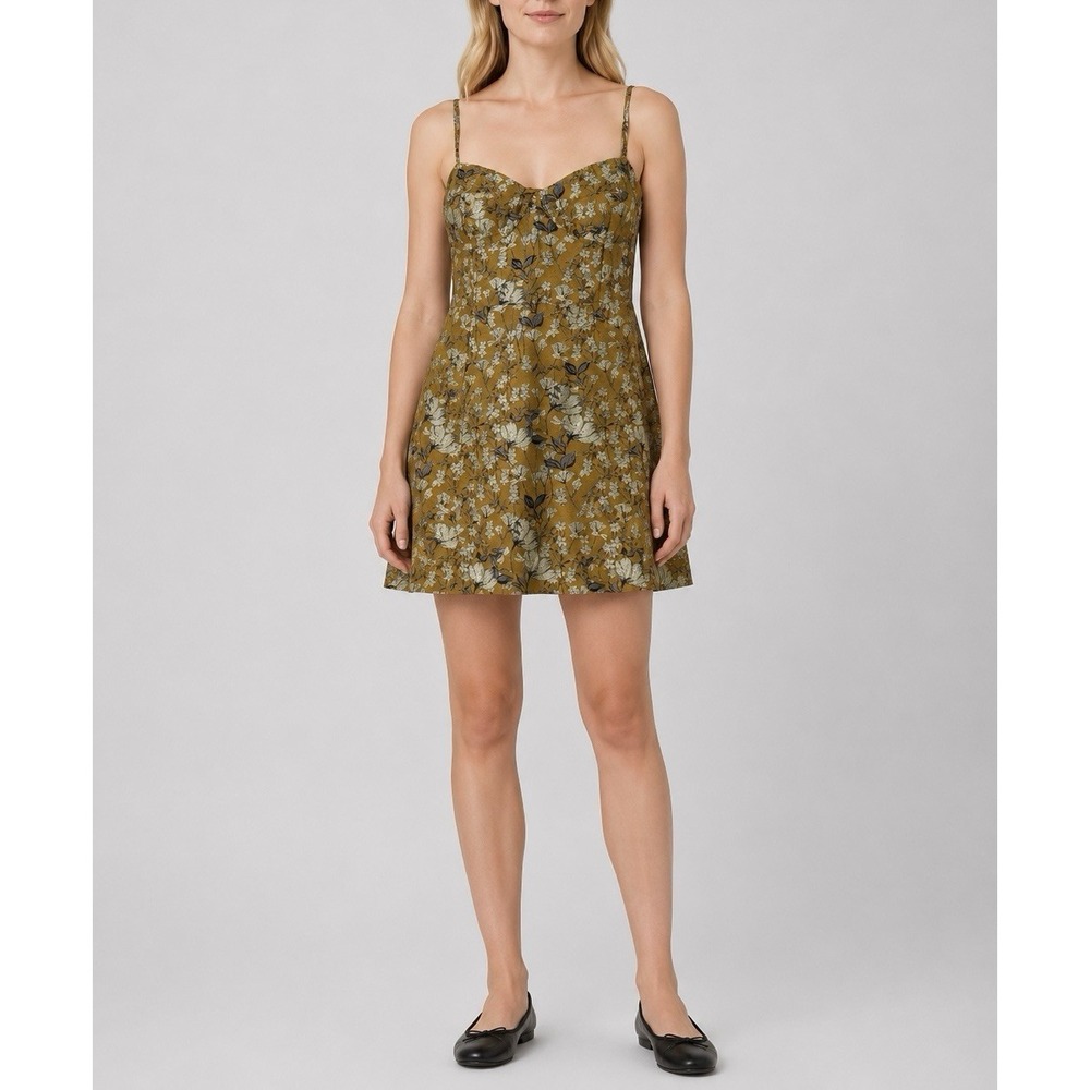 Banana Republic Cora Brocade‎ Mini Dress Womens 18 Gold Floral Jacquard Bustier